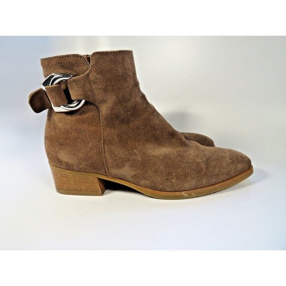 Aquatalia Brown Suede Buckle Boots Zip Ankle Boho Western Booties Women's 5M - Picture 5 of 13